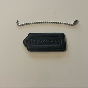 2.25" COACH NEW YORK BLACK SMOOTH LEATHER SILVER FOB BAG HANG TAG